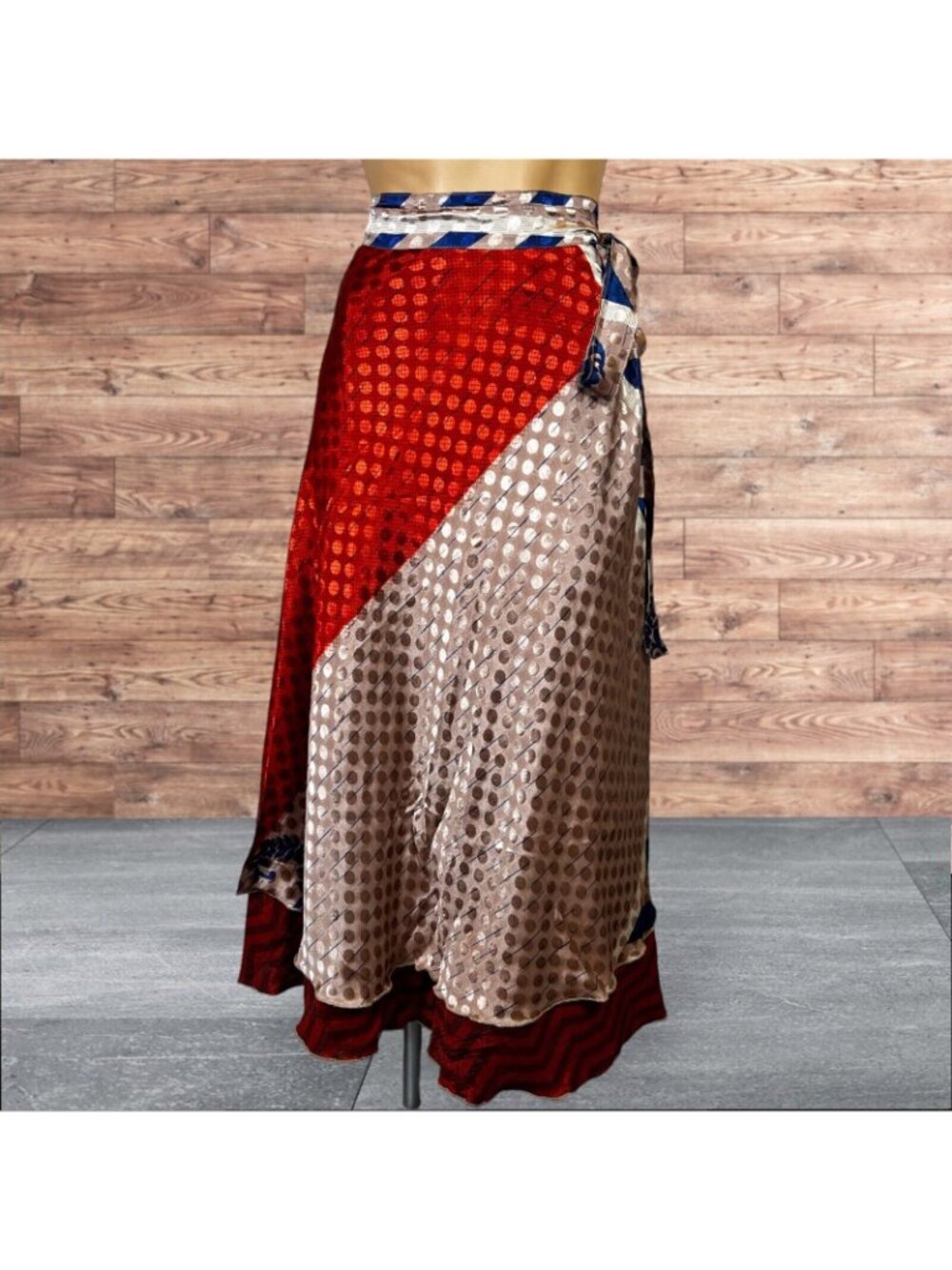 Boho Wrap Skirt Double Layer Sari Multi Wear 36 Travel Resort Festival Hippie - Picture 2 of 6